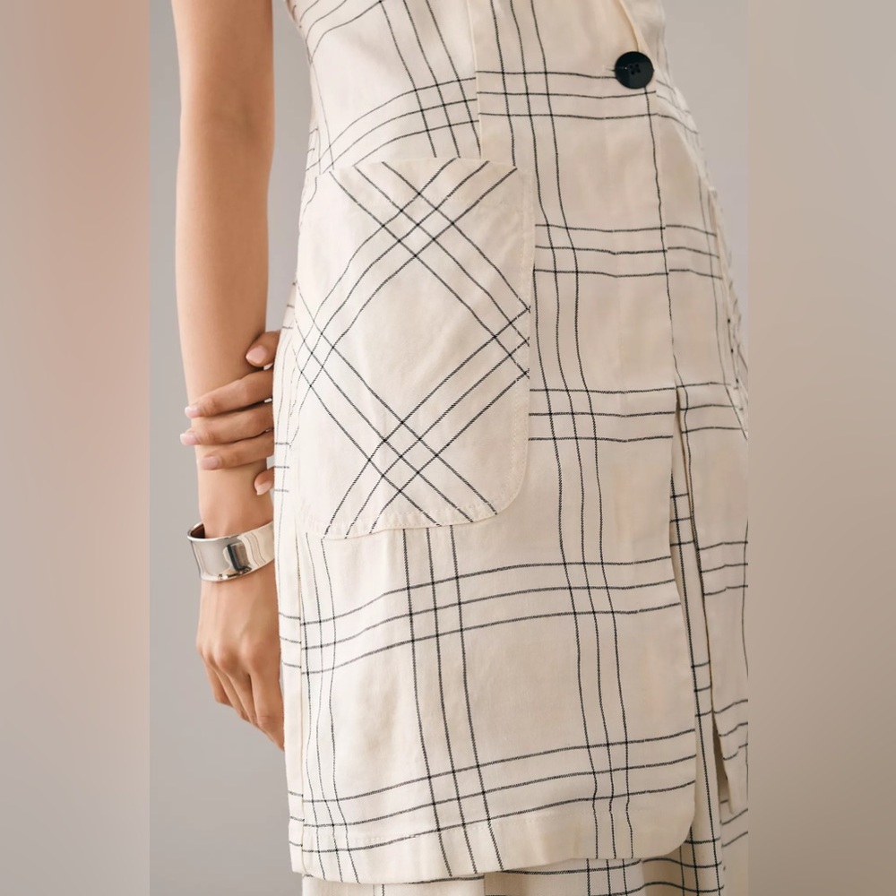 14. NWOT Maeve/Anthropologie Double-Breasted Linen Vest - Picture 2 of 5